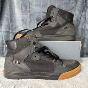 Supra Vaider Mens Black Gum High Top Skate Shoes Sneakers 08044-023-M Size 11